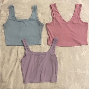 SHEIN Pastel Crop Tops - Blue, Pink, and Purple